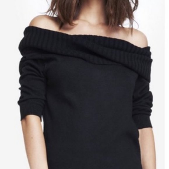 Express Sweaters - Express Off The Shoulder Black 3/4 Sleeve Medium